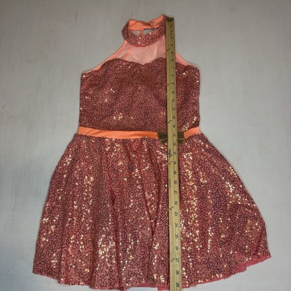 Revolution Dance Costume CORAL Sequins XL Child Solo Lyrical Figure Ice Skate - Picture 15 of 15